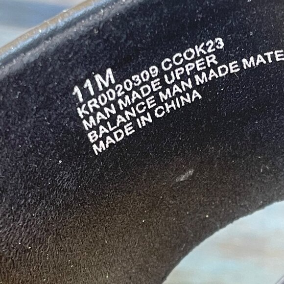 Korks Dezi Womens Platform Sandals 11M Black Leather Slip-On Cork Heel Open Toe - Picture 5 of 10